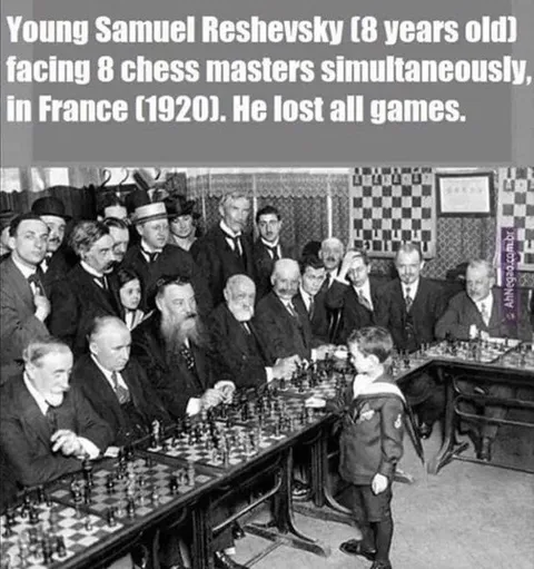 Young Samuel Reshevsky Plays Eight Masters