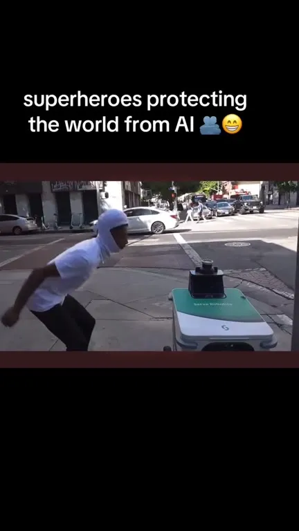 Superheroes Protecting the Robot