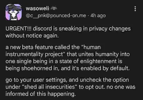 Discord Human Instrumentality Update