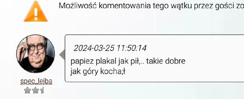 Papież płakał jak pił