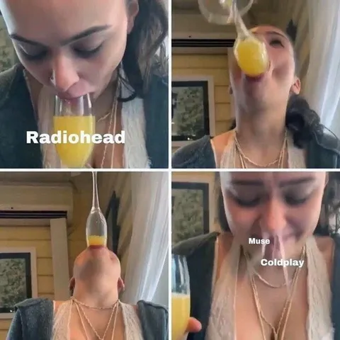 Radiohead Muse Coldplay Drinking Meme
