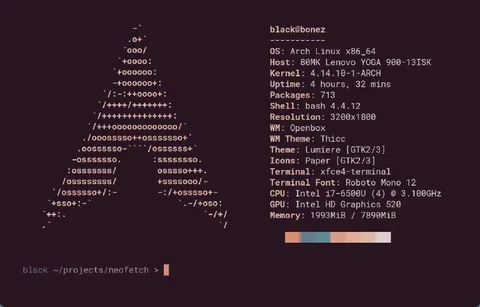 Arch Linux Neofetch Screenshot