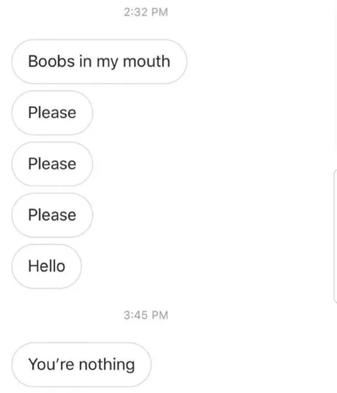 Boobs in My Mouth Texting Meme
