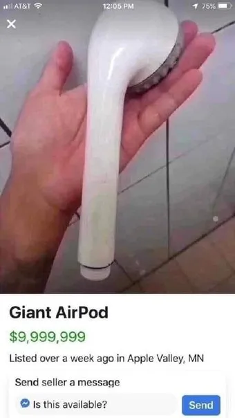 Giant AirPod Marketplace Listing