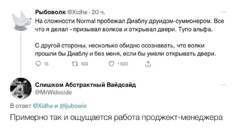 Работа проект-менеджера в Диабло