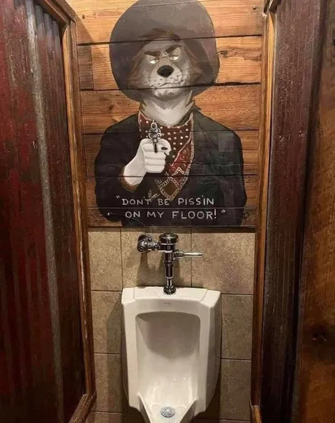 Cowboy Wolf Urinal Warning