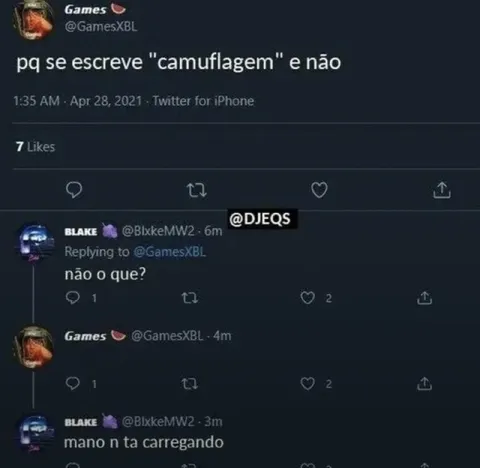 Camuflagem não carrega