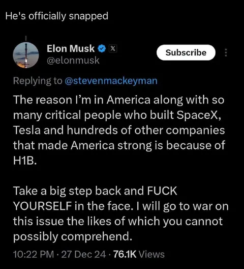Elon Musk H1B Meltdown