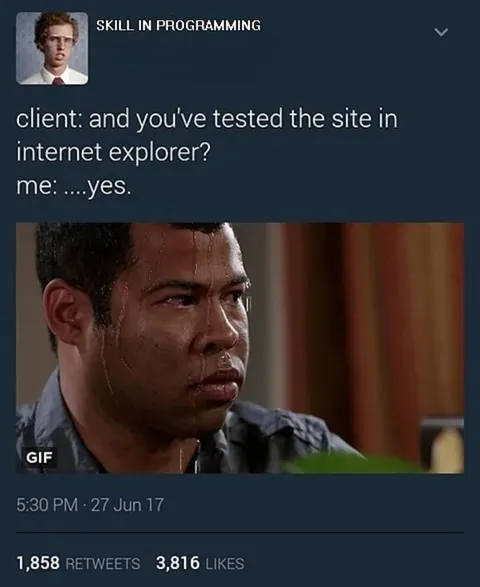 Internet Explorer Testing Panic