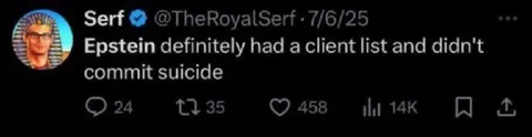 Epstein Client List Conspiracy Tweet