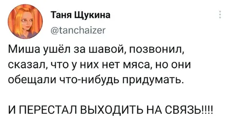 Миша пропал за шавой