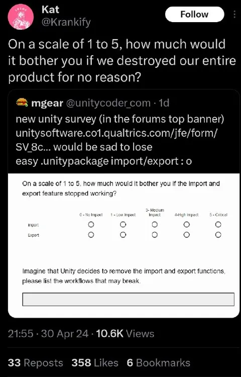 Unity Import Export Survey