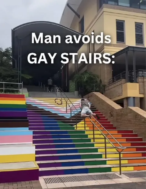Man Avoids Gay Stairs
