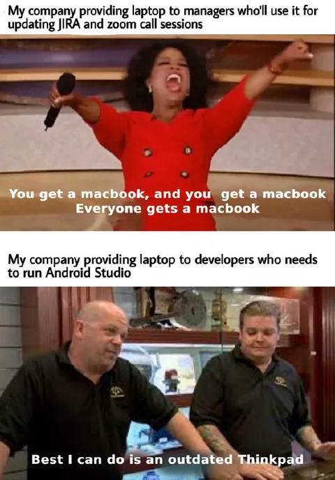 MacBooks for Managers, ThinkPad for Developers
