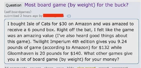 Most Board Game by Weight