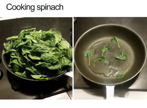 Cooking Spinach Shrinks Away