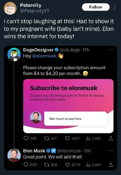 Elon Musk Changes Subscription Price