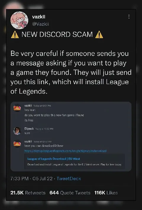 New Discord Scam League of Legends