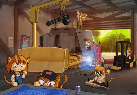Cats Building an Armored Tank