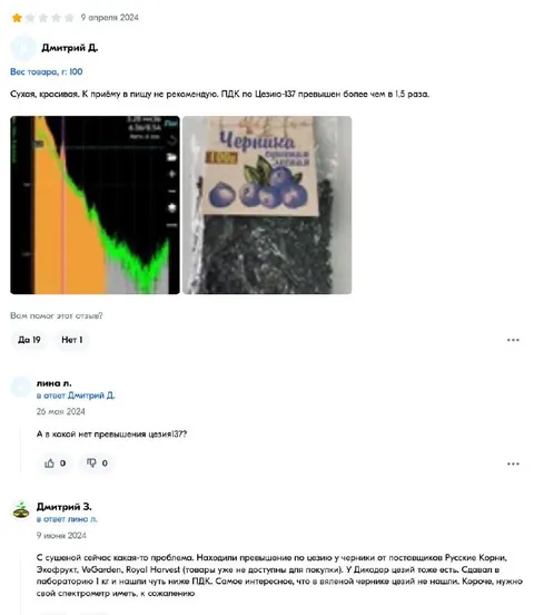 Черника с превышением цезия