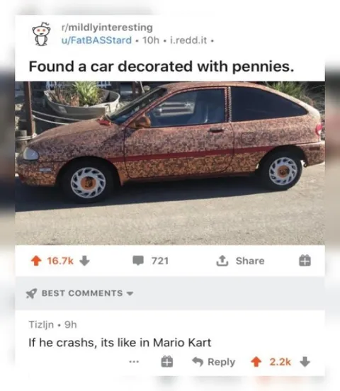 Penny-Covered Mario Kart Car