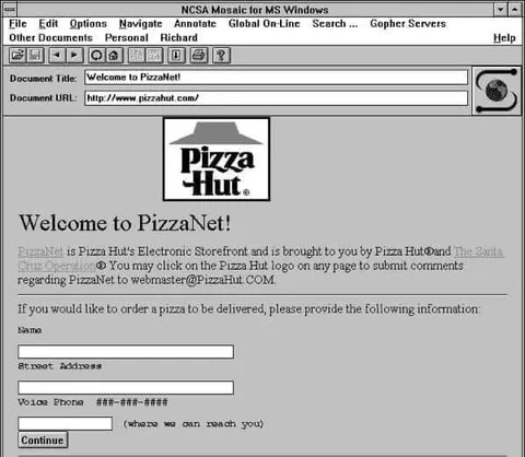 Pizza Hut Website in 1994