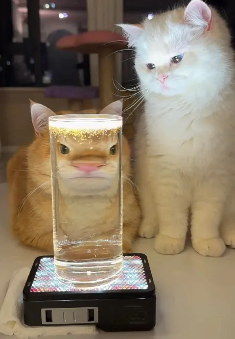 Кот в стакане и грустный кот