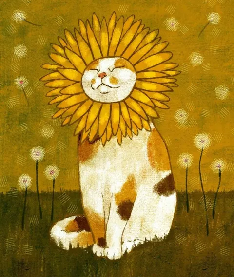 Кот в образе подсолнуха