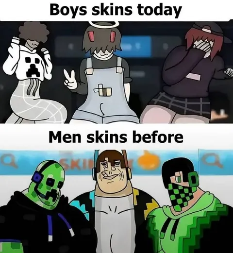 Boys skins today vs before