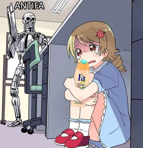 Antifa Skeleton Versus Crying Girl