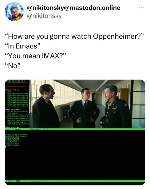 Watching Oppenheimer in Emacs