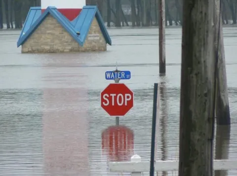 Stop Sign in Floodwater