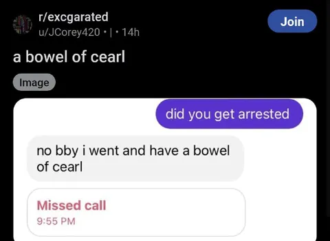 Bowel of Cearl Texting Mix-Up