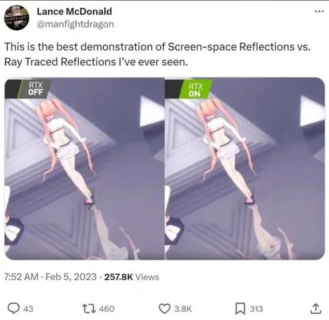 RTX Off vs RTX On Reflection
