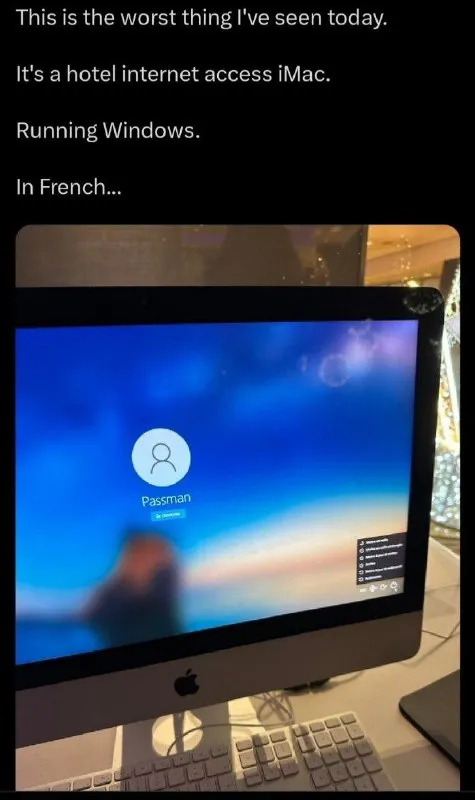Hotel iMac Running Windows