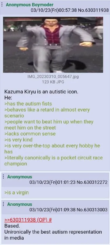 Kazuma Kiryu Autism Representation