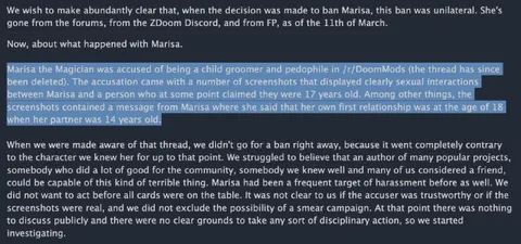 UZDoom Statement About Marisa