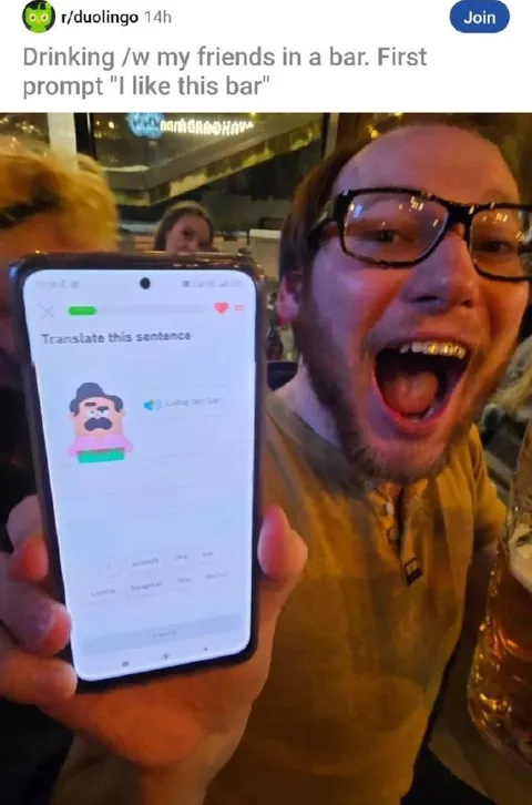 Drinking with Duolingo friends