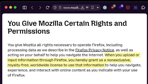 Firefox Privacy License Fine Print