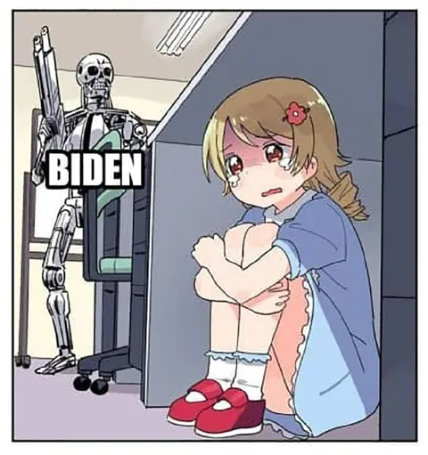 Biden Skeleton Hiding Behind Monitor