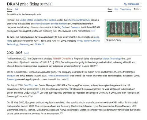 DRAM Price Fixing Scandal