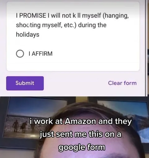 Amazon Holiday Suicide Form