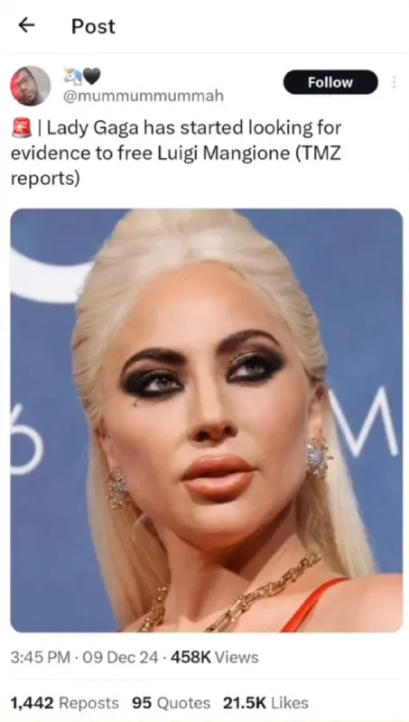 Lady Gaga Frees Luigi Mangione