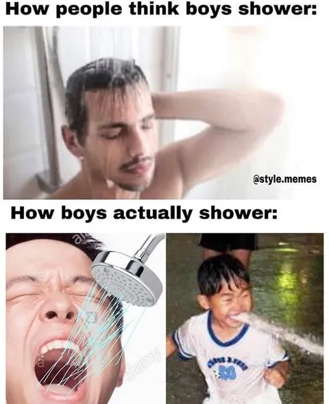 How Boys Actually Shower