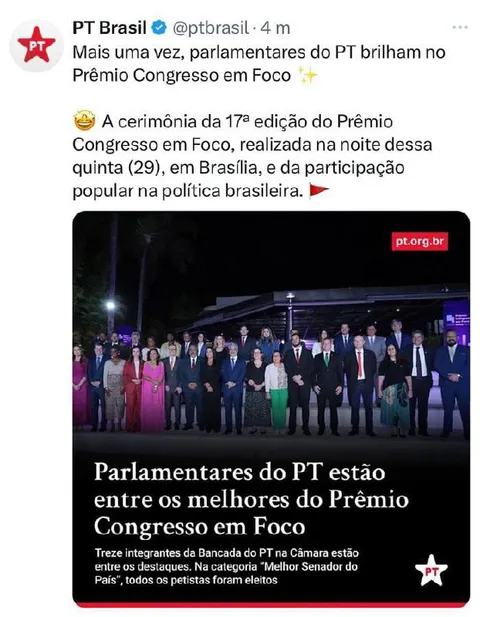 Parlamentares do PT premiados
