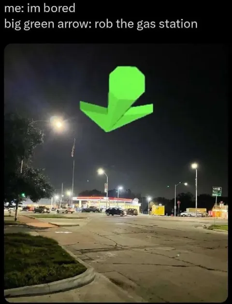 Big Green Arrow Robs Gas Station