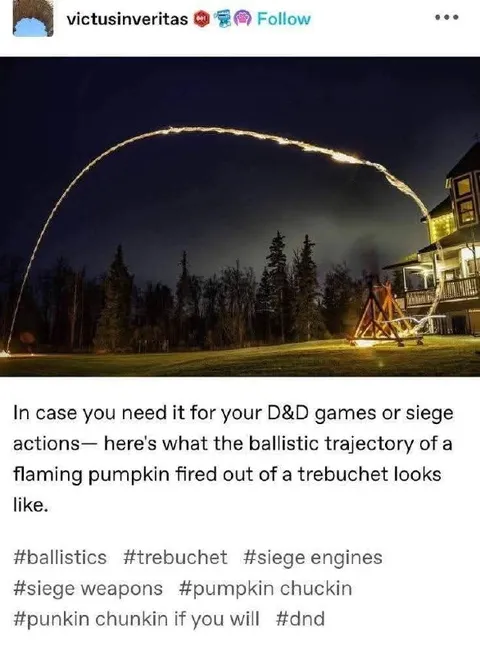 Flaming Pumpkin Trebuchet Trajectory