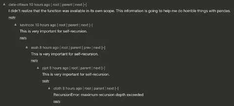 Recursion Error Comment Thread