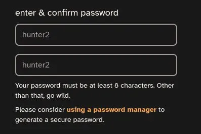Hunter2 Password Fails Validation