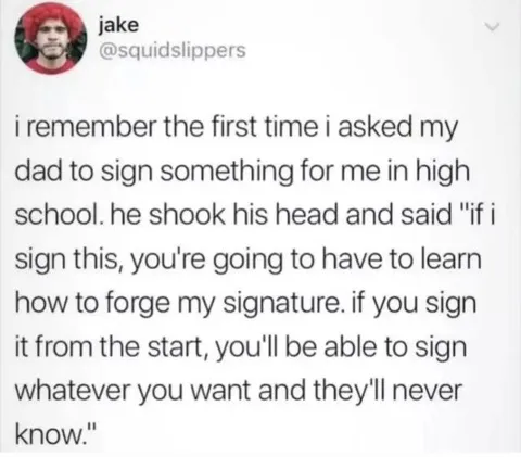 Dad Teaches Signature Forgery